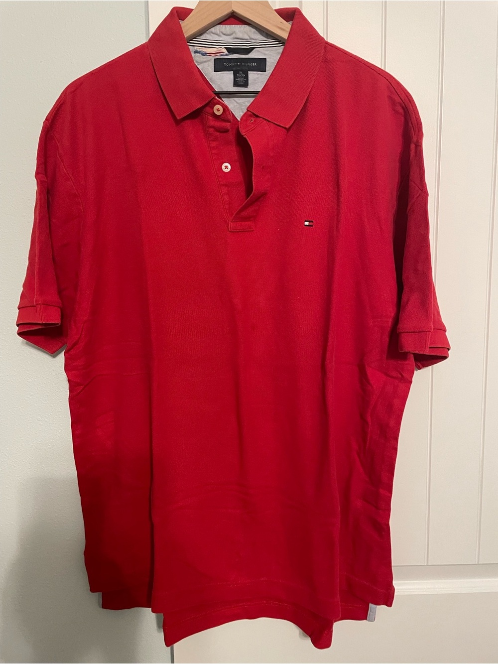 Tommy Hilfiger Red Short-Sleeve Polo with Chest Flag Logo
